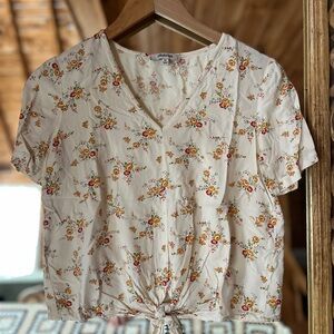 Madewell Floral Tie-Front Blouse in Cream
